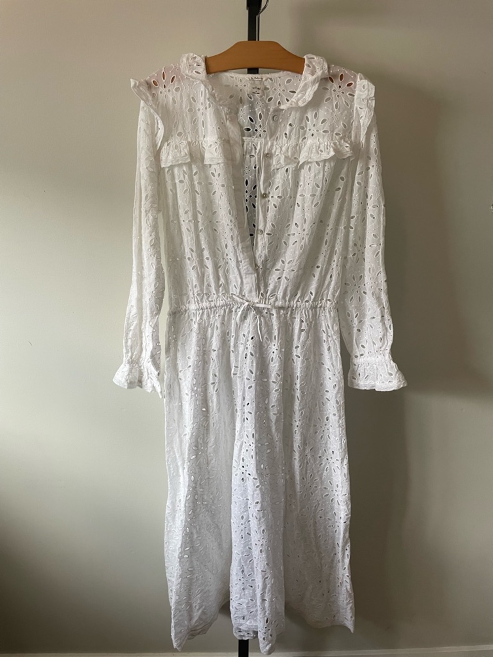 NEW Wilfred La Boheme Gaia Eyelet Dress Ruffled Boho Cottagecore Prairie Cotton